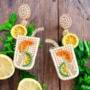 BETSEY JOHNSON GEM TROPICAL COCKTAIL EARRINGS